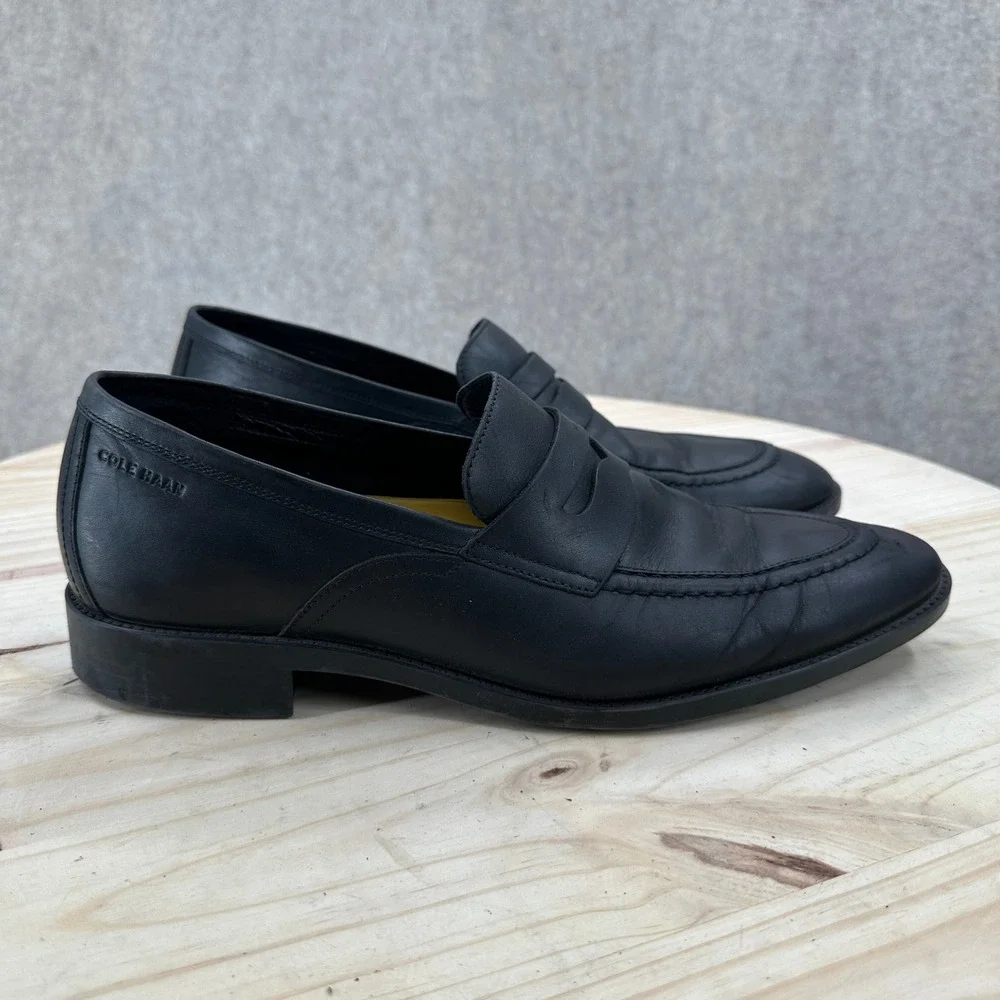 Cole Haan Penny Loafers Mens‎ 9.5 Black Leather Classic Dress Shoes